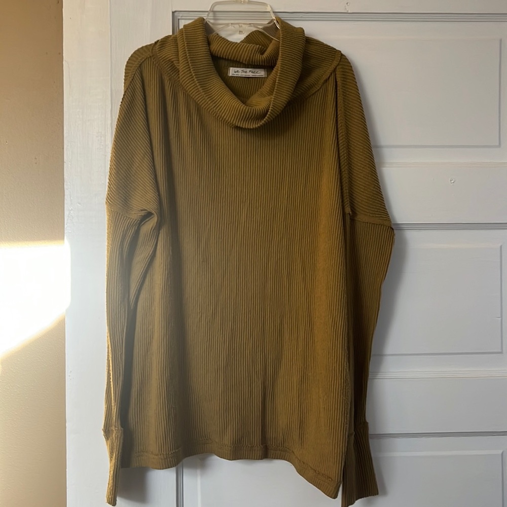 Free People Juicy Long Sleeve Ribbed Oversized Split Back Tunic Top